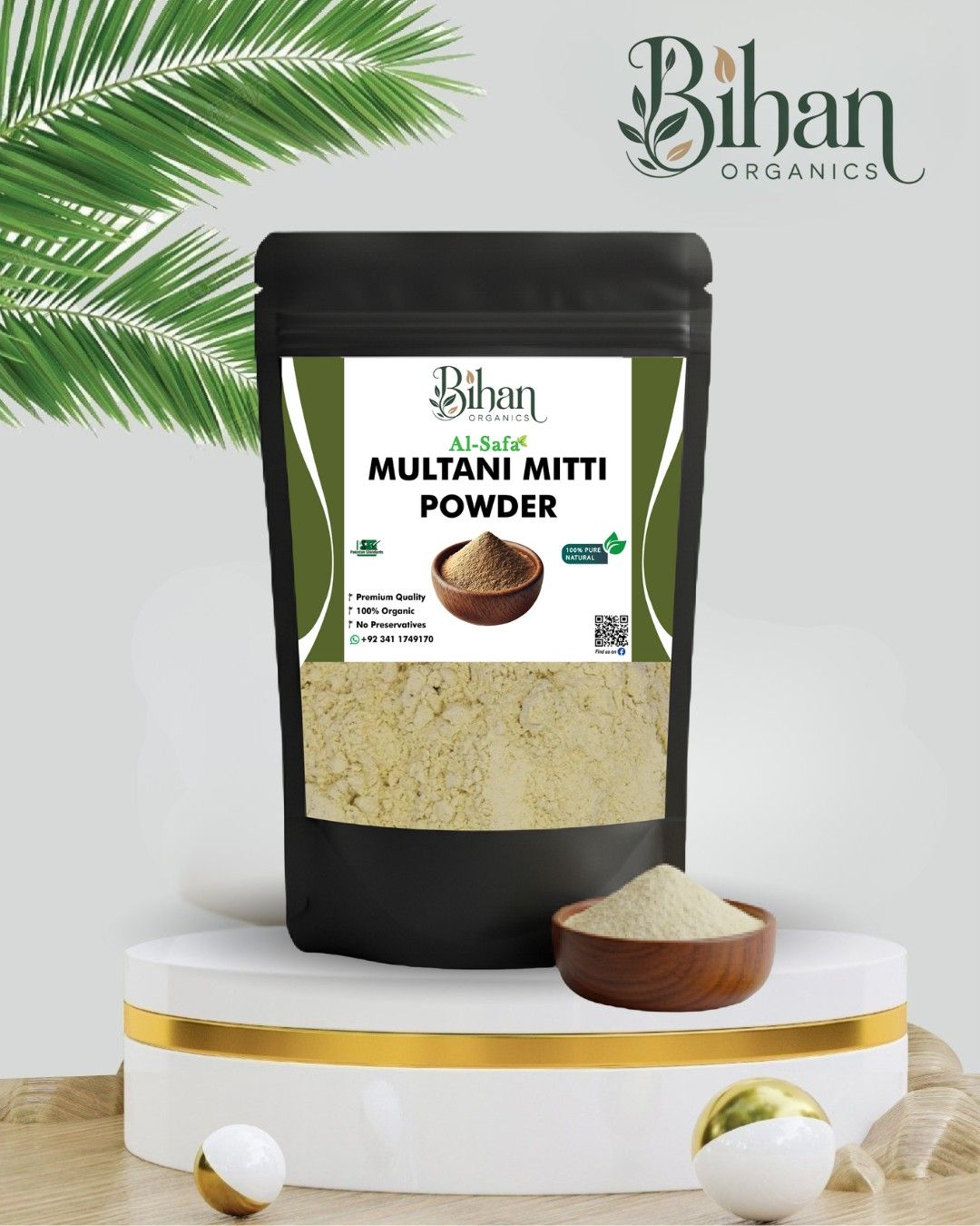 Multani Mitti powder natural fuller’s earth for oil control, acne care, and glowing skin