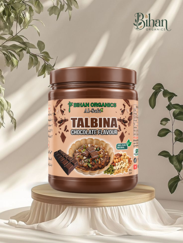 Chocolate Talbeena nutritious drink powder with cocoa flavor for healthy energy and wellness