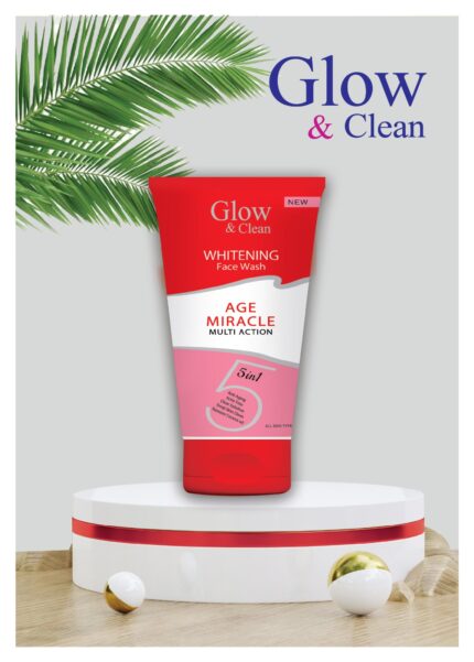 Glow & Clean Age Miracle Facewash tube for anti-aging cleansing and youthful radiance.