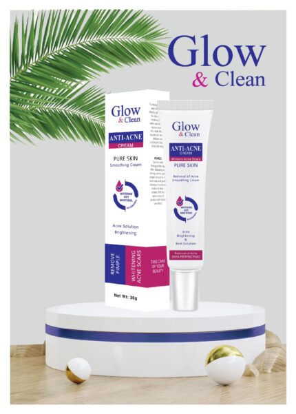 Glow & Clean Anti Acne Cream tube for pimple control, oil regulation, and acne mark reduction.