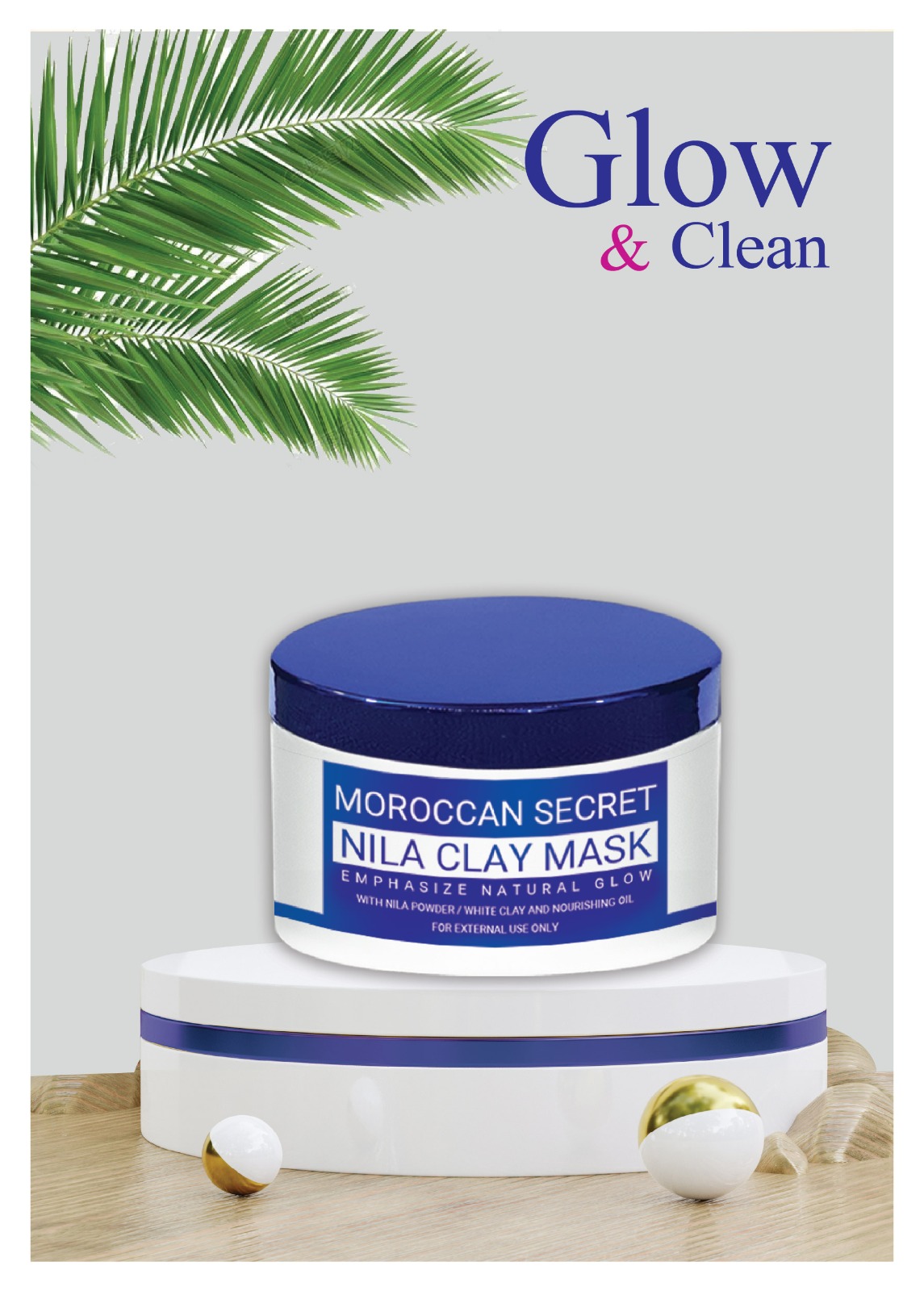 Glow & Clean Nila Clay Mask Glow & Clean Nila Clay Mask jar for detoxifying, oil control, and brightening skin.