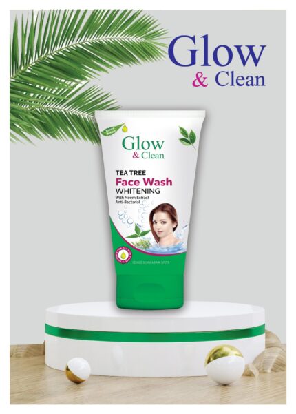 Glow & Clean Neem & Tea Tree Facewash tube with anti-acne and oil-control formula