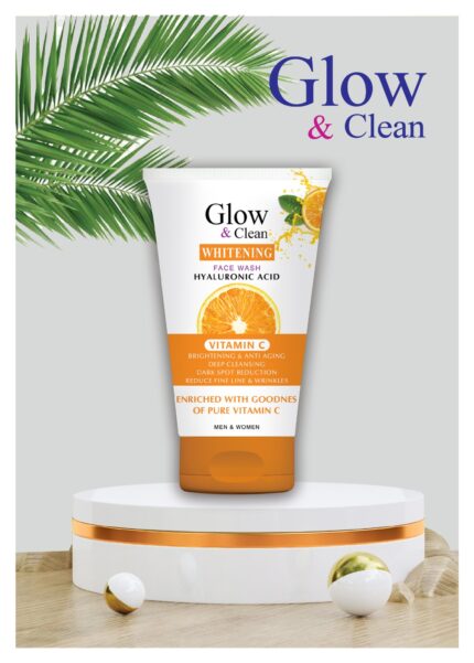 Glow & Clean Vitamin C Facewash tube enriched with Vitamin C for brightening and deep cleansing.