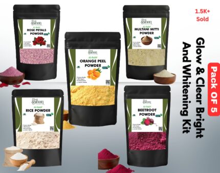 Pack of 5 – Orange Peel Powder, Multani Mitti Powder, Beetroot Powder, Rose Petal Powder & Rice Powder